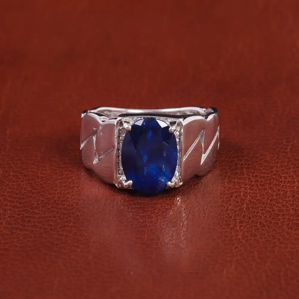 انگشتر یاقوت کبود مردانه کد 21903