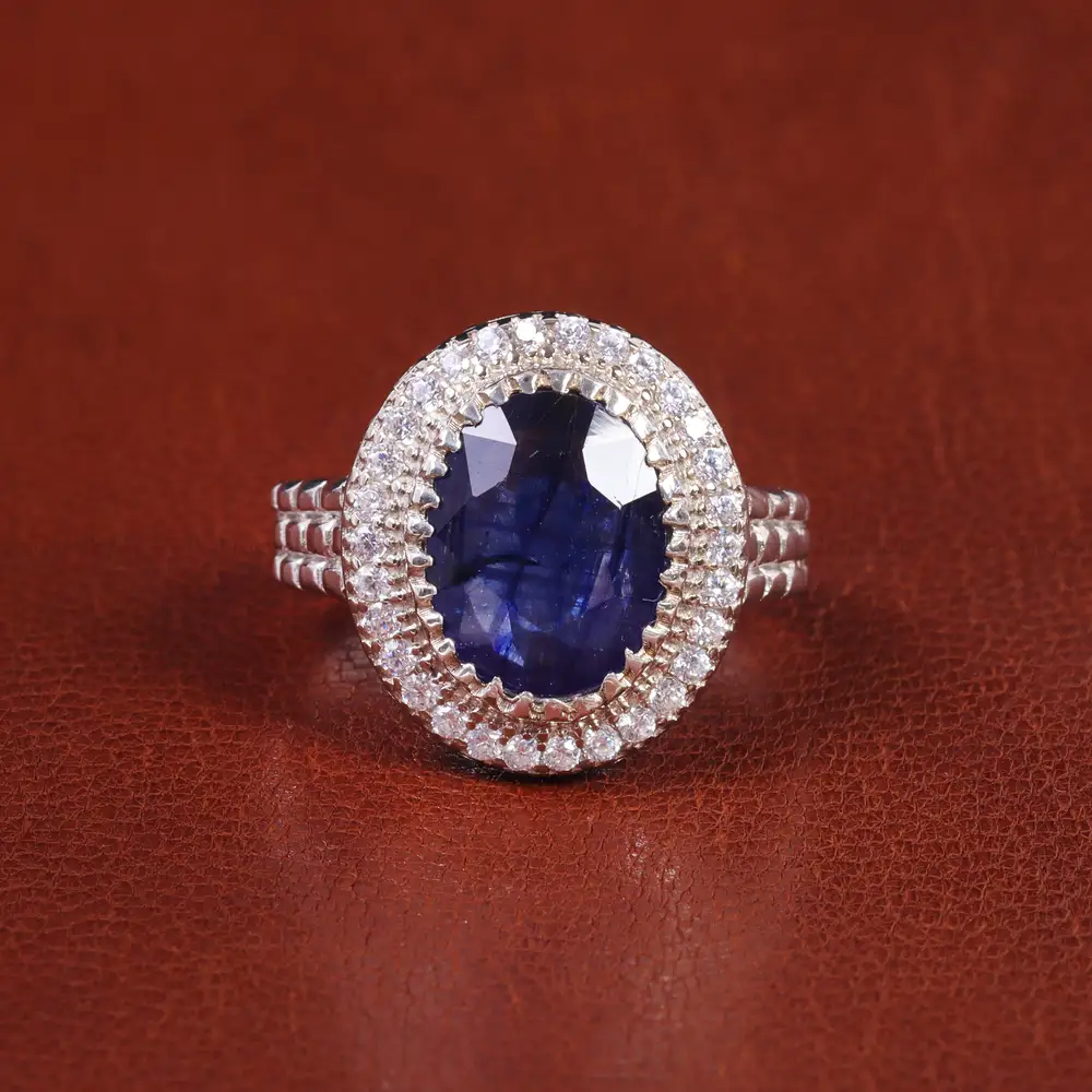 انگشتر یاقوت کبود مردانه کد 21904