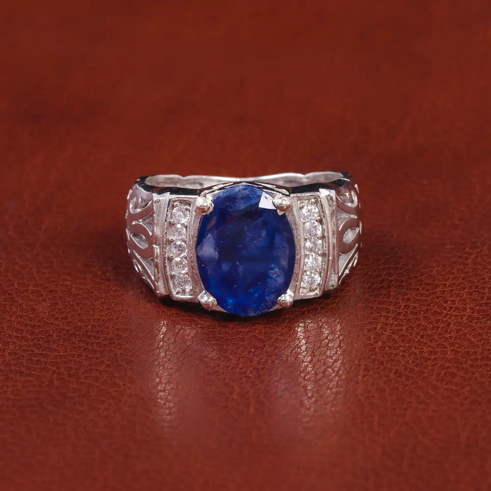 انگشتر یاقوت کبود مردانه کد 21905