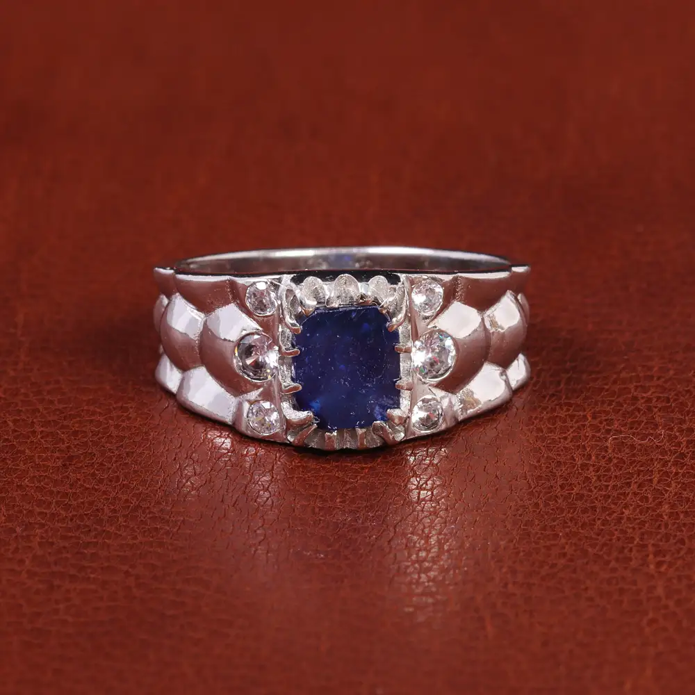 انگشتر یاقوت کبود مردانه کد 21907