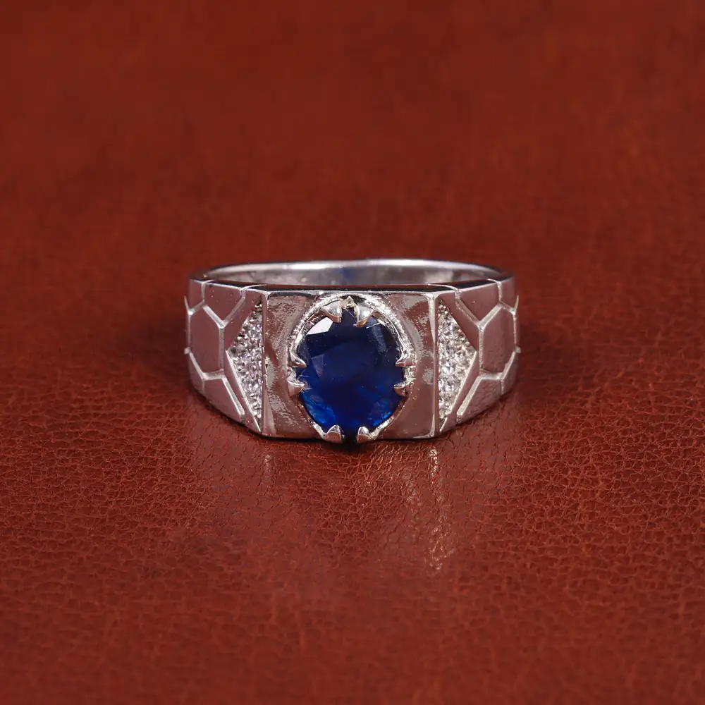 انگشتر یاقوت کبود مردانه کد 21908