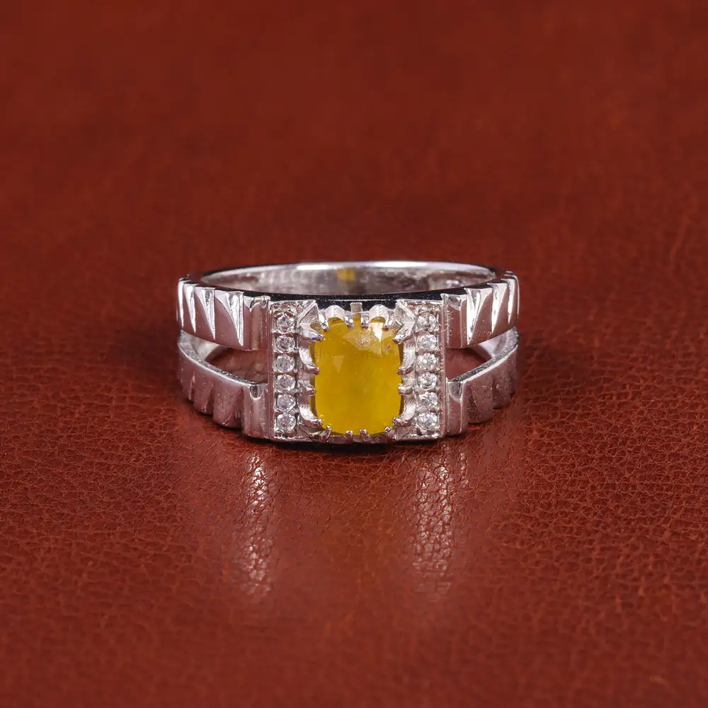 انگشتر یاقوت زرد مردانه کد 21918