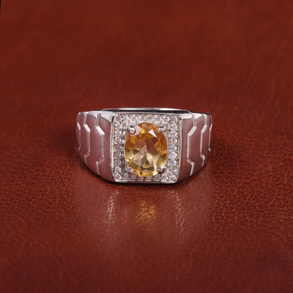 انگشتر سیترین مردانه کد 21924