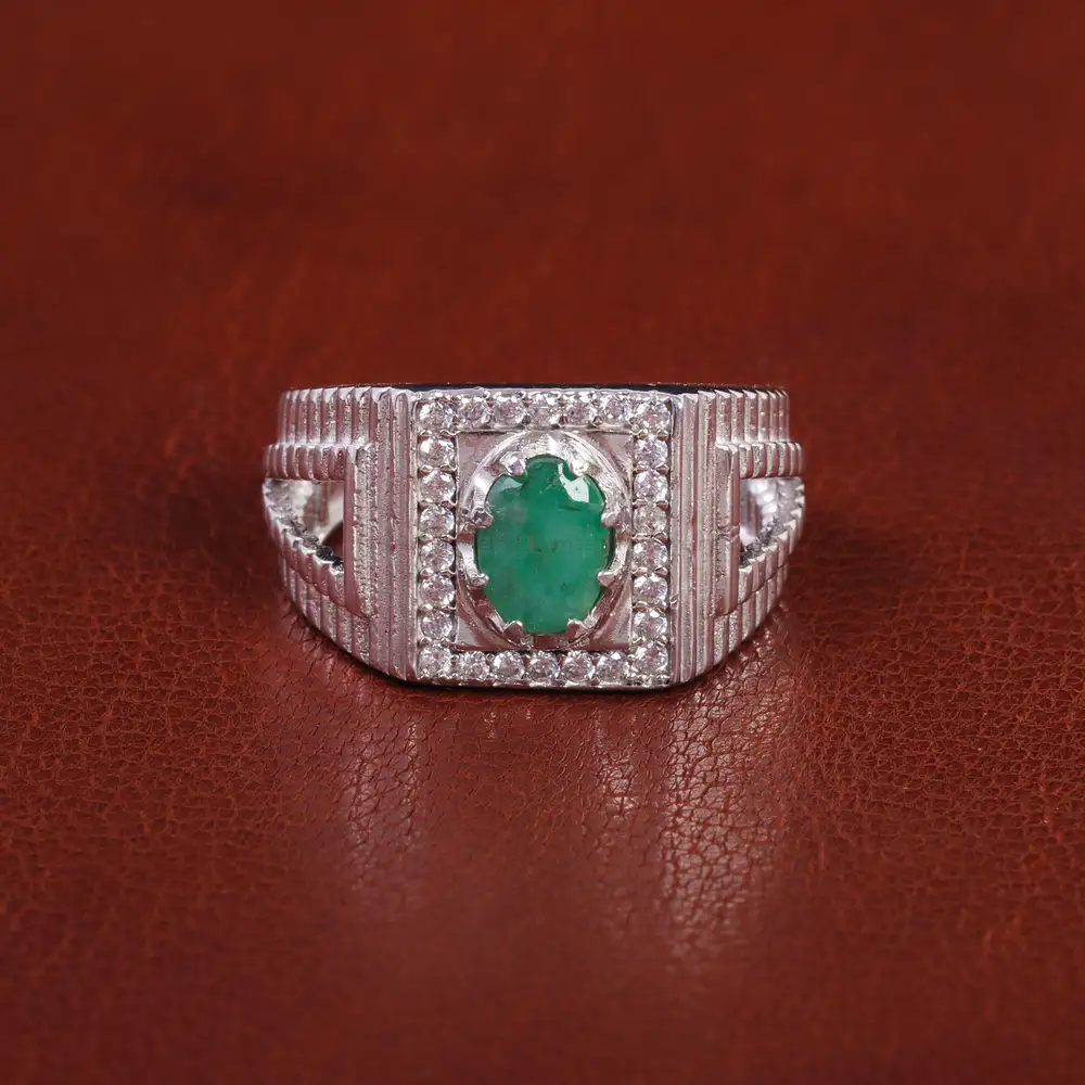 انگشتر زمرد مردانه کد 21934