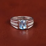 انگشتر توپاز آبی مردانه کد 21951