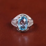 انگشتر توپاز آبی مردانه کد 21954