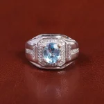 انگشتر توپاز آبی مردانه کد 21955