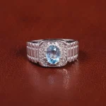 انگشتر توپاز آبی مردانه کد 21956