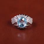 انگشتر توپاز آبی مردانه کد 21957