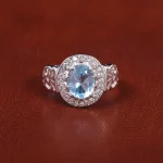 انگشتر توپاز آبی مردانه کد 21958