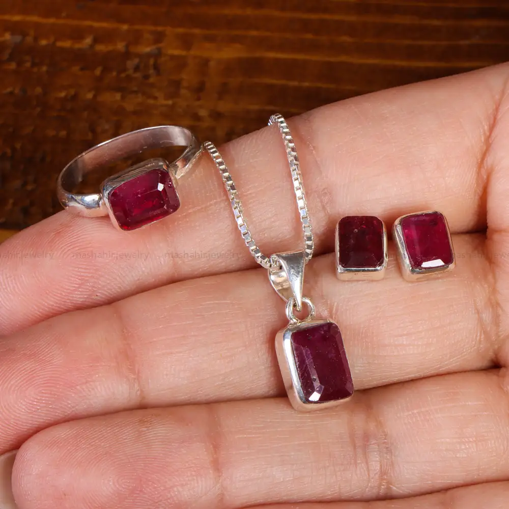 نیم ست یاقوت سرخ زنانه کد 21980