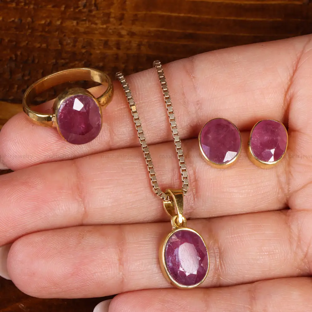 نیم ست یاقوت سرخ زنانه کد 21980