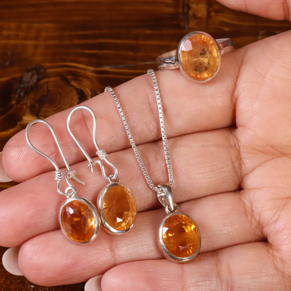 نیم ست یاقوت زرد زنانه کد 22133