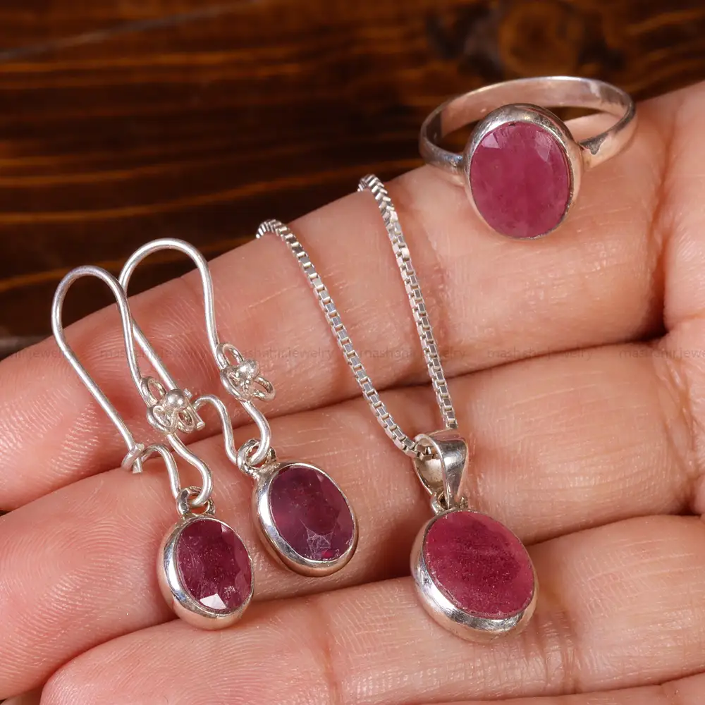 نیم ست یاقوت سرخ زنانه کد 22134