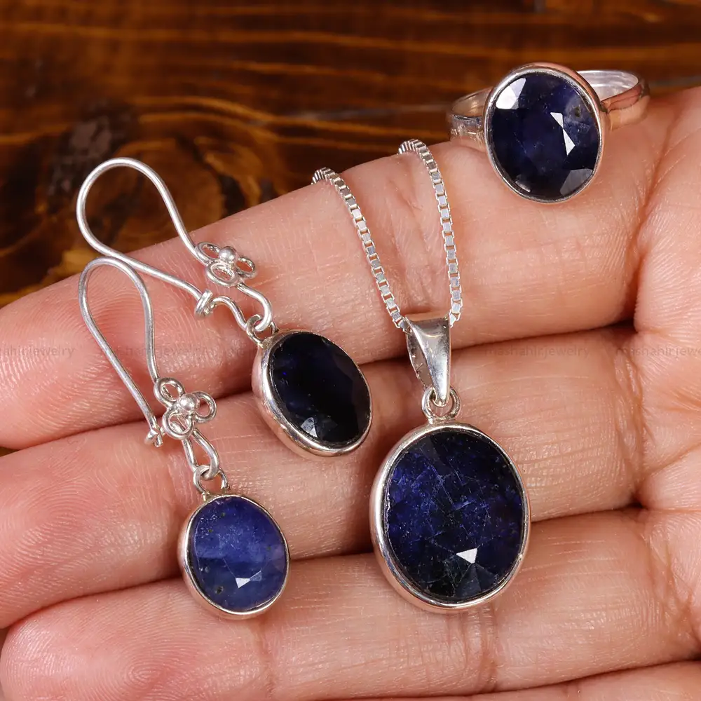 نیم ست یاقوت کبود زنانه کد 22137