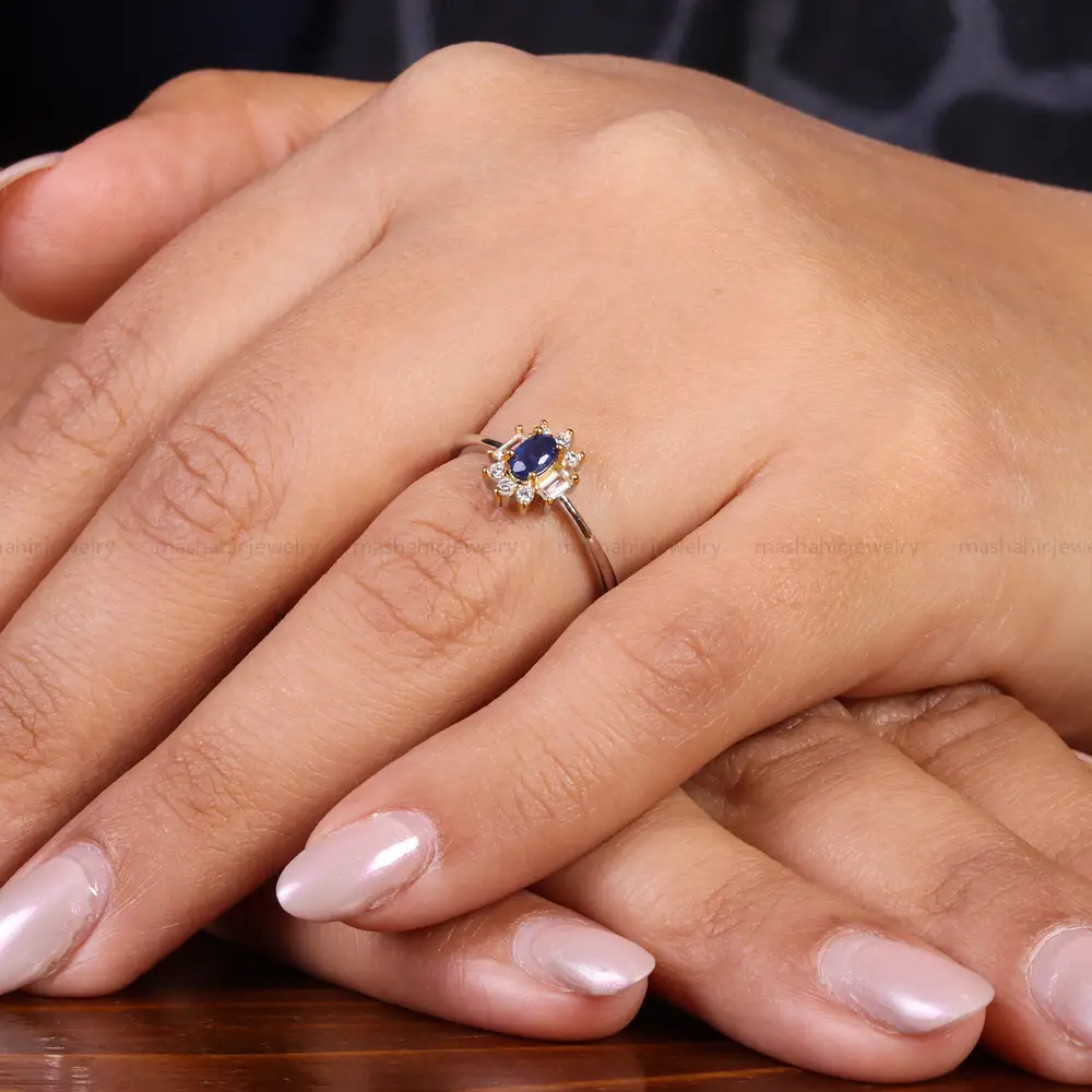 انگشتر یاقوت کبود زنانه کد 22156