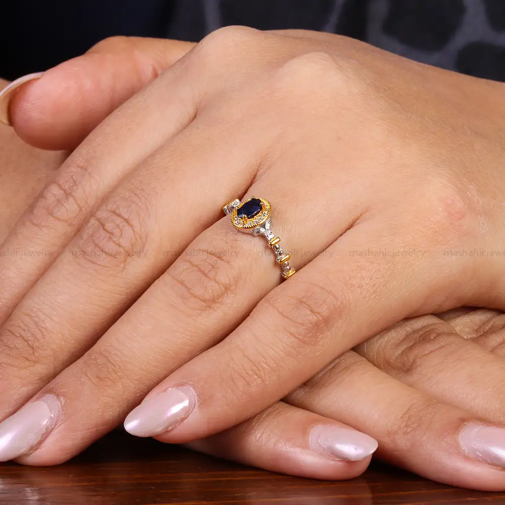 انگشتر یاقوت کبود زنانه کد 22157