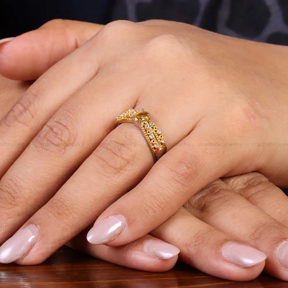 انگشتر سیترین زنانه کد 21160