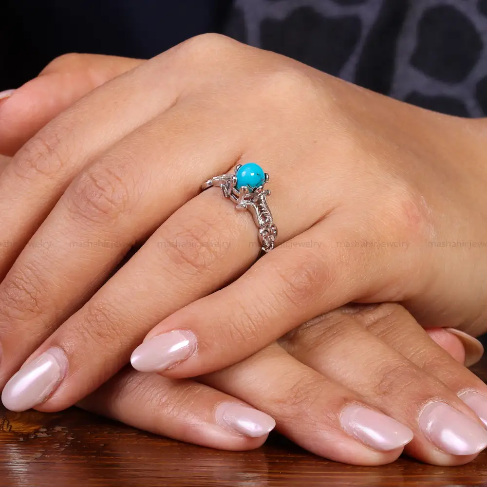 انگشتر فیروزه عجمی زنانه کد 22202