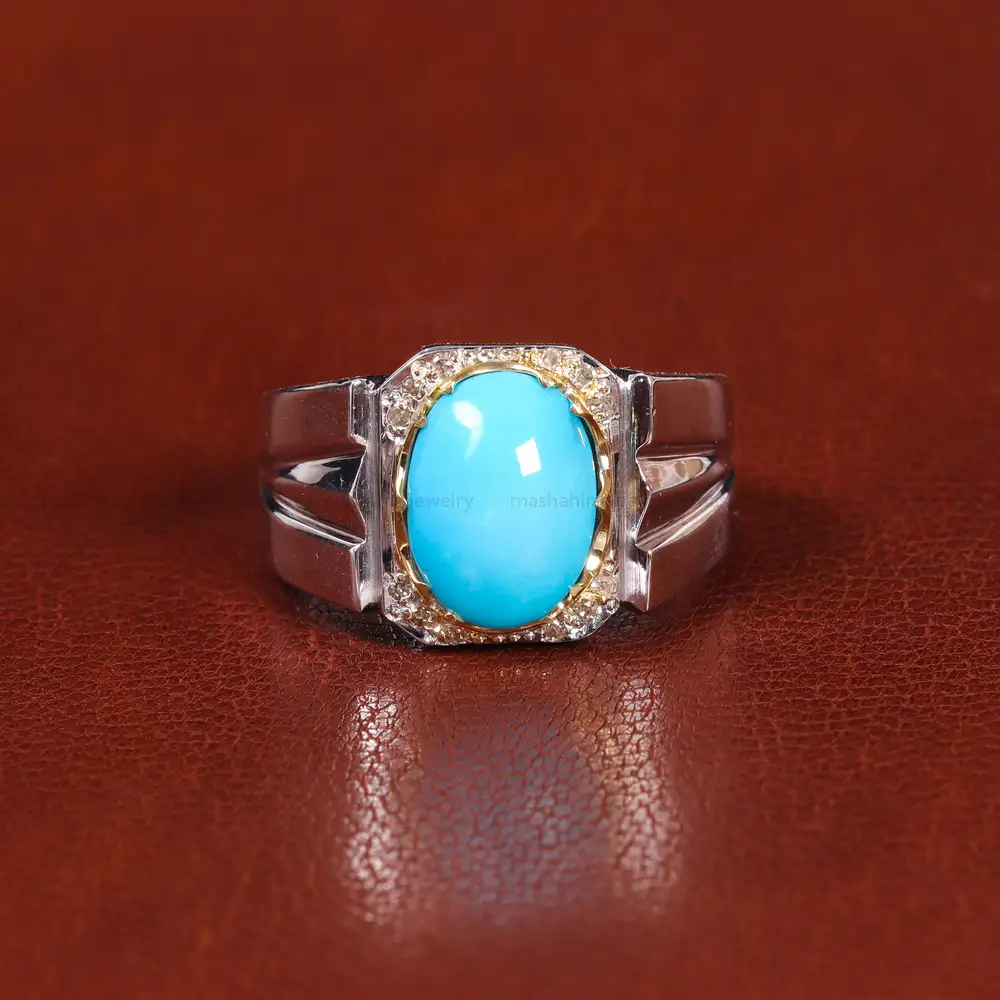 انگشتر فیروزه عجمی مردانه کد 22213