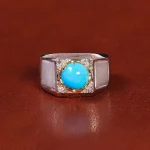 انگشتر فیروزه عجمی مردانه کد 22214