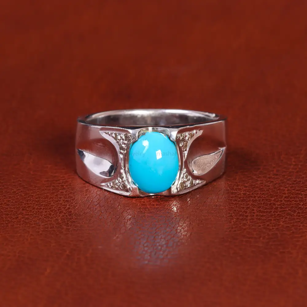 انگشتر فیروزه عجمی مردانه کد 22215