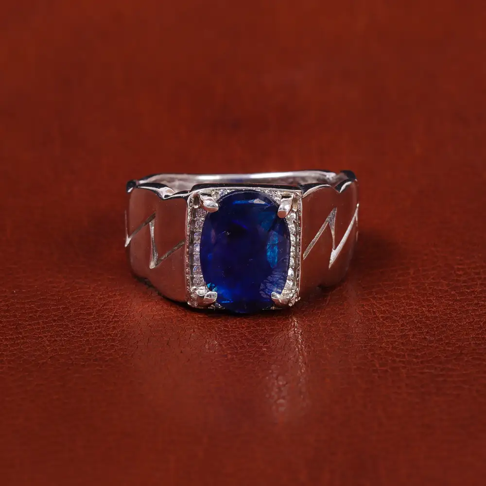 انگشتر یاقوت کبود مردانه کد 22272