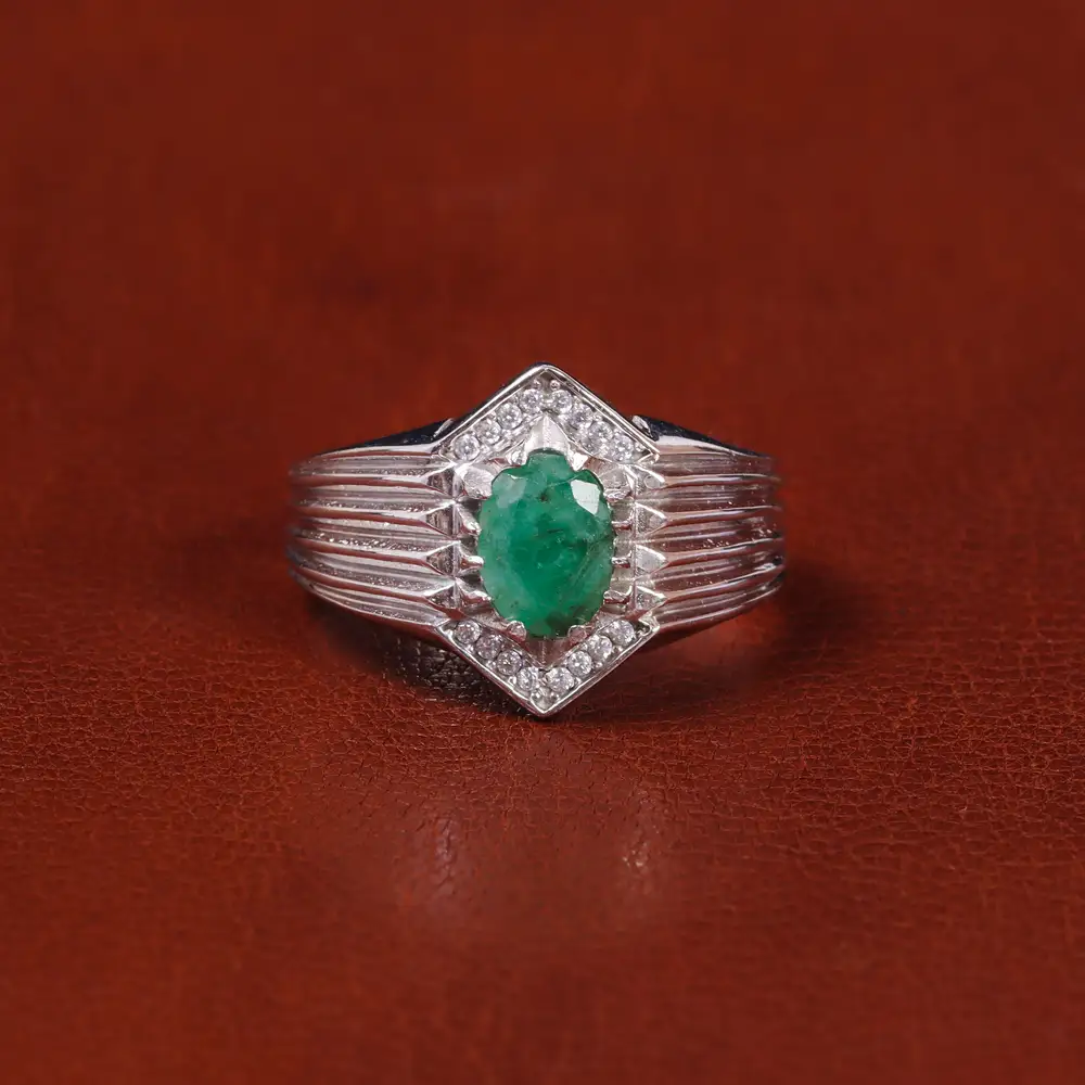 انگشتر زمرد مردانه کد 22279