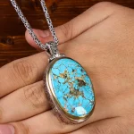 گردنبند فیروزه مردانه کد 22327