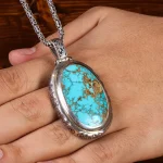 گردنبند فیروزه مردانه کد 22328