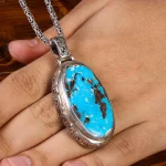 گردنبند فیروزه مردانه کد 22329