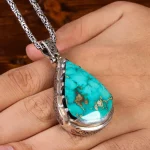 گردنبند فیروزه مردانه کد 22336