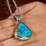 گردنبند فیروزه مردانه کد 22337