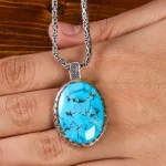 گردنبند فیروزه مردانه کد 22338