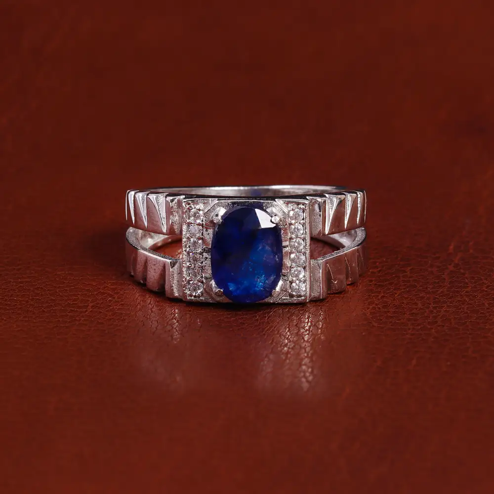 انگشتر یاقوت کبود مردانه کد 22340