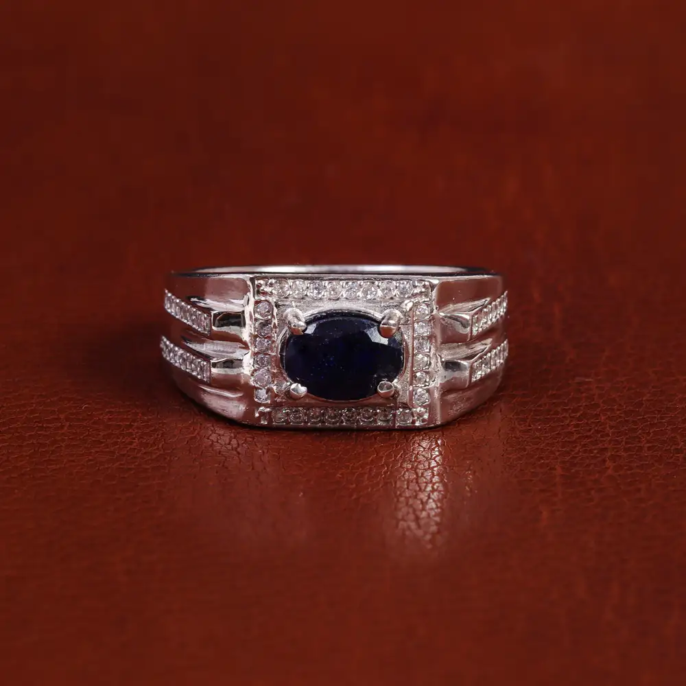 انگشتر یاقوت کبود مردانه کد 22344