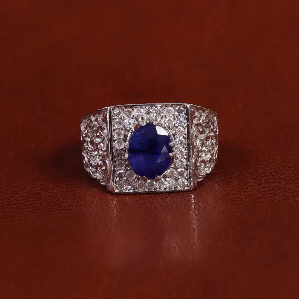 انگشتر یاقوت کبود مردانه کد 22349