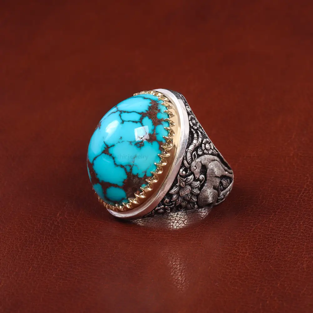 انگشتر فیروزه شجری مردانه کد 21832