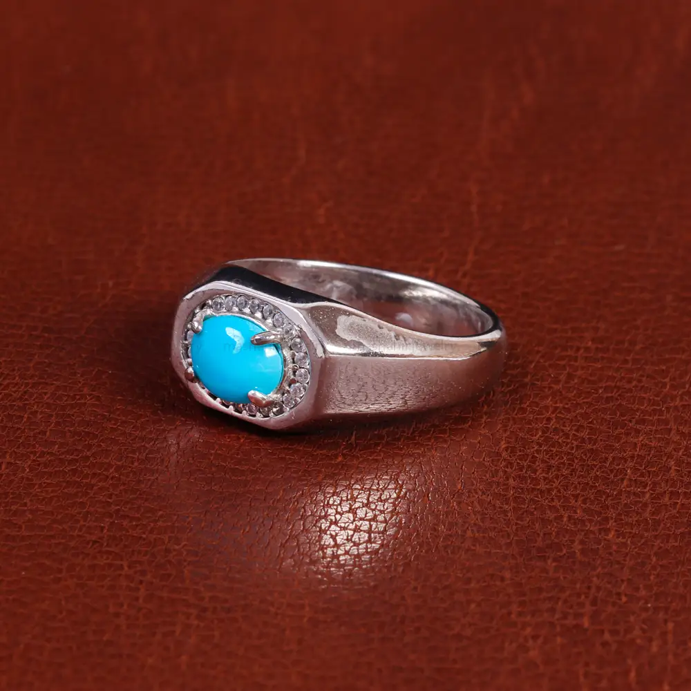 انگشتر فيروزه عجمی مردانه کد 21840