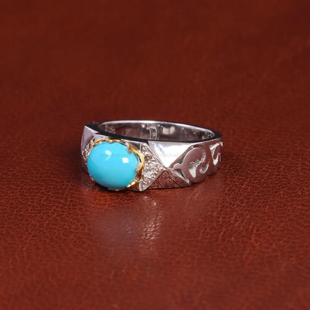 انگشتر فيروزه عجمی مردانه کد 21858