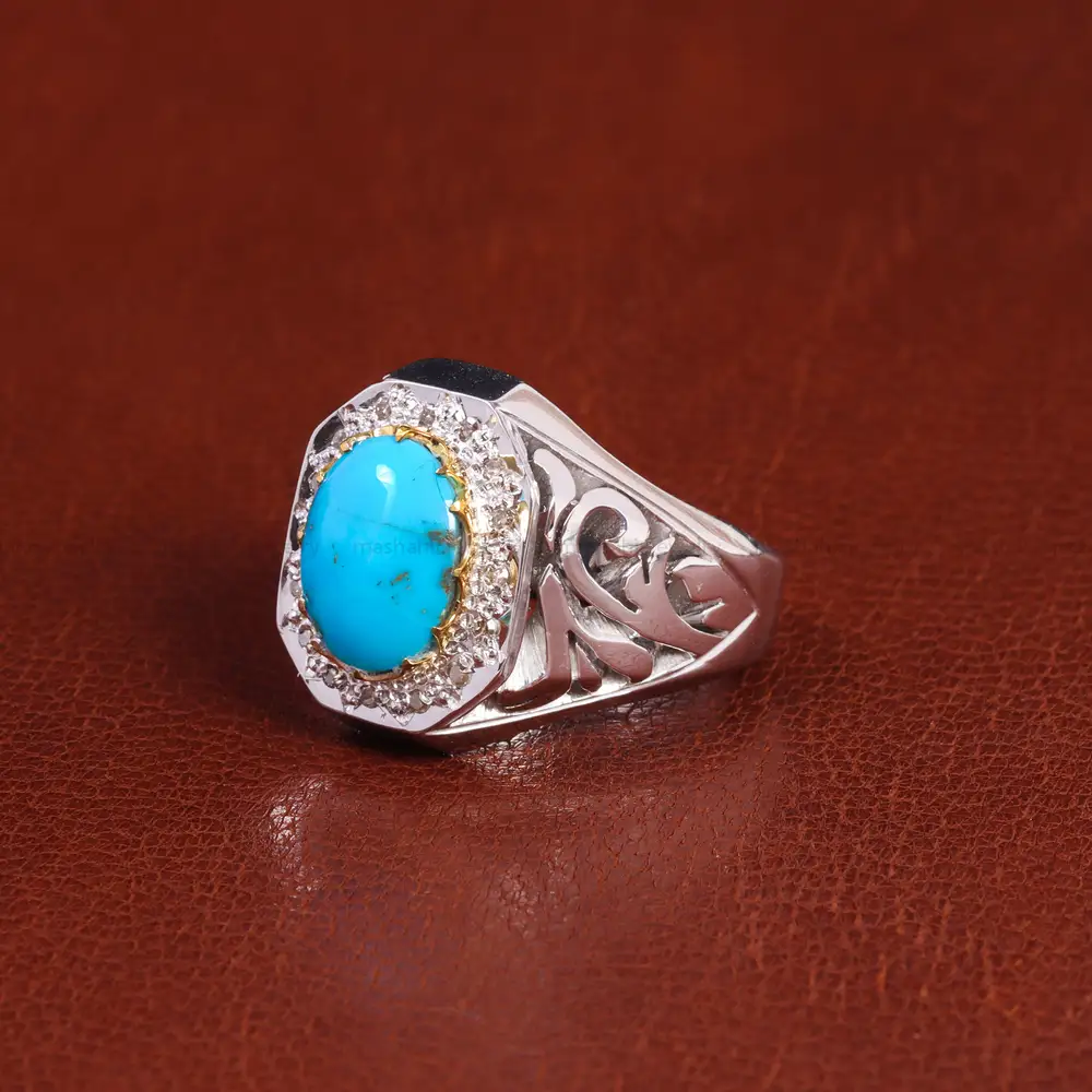 انگشتر فیروزه شجری مردانه کد 21860
