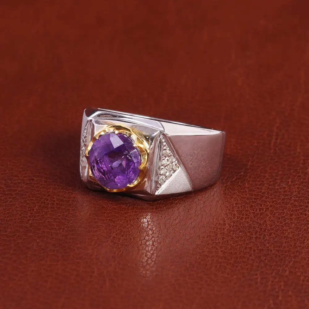انگشتر آمیتیست مردانه کد 21881