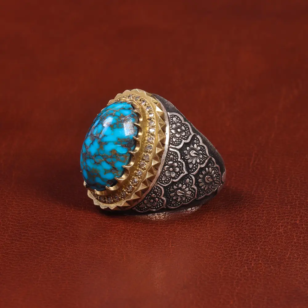 انگشتر فیروزه شجری مردانه کد 21883