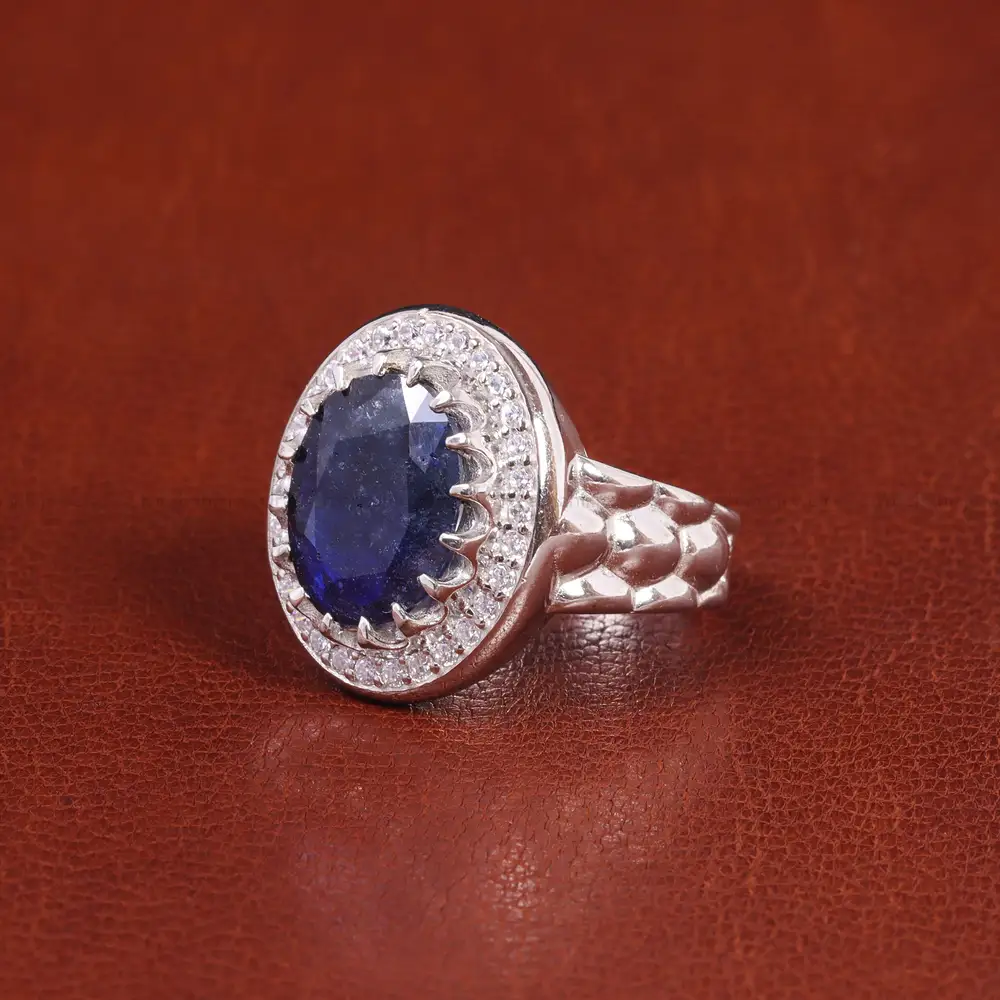 انگشتر یاقوت کبود مردانه کد 21885