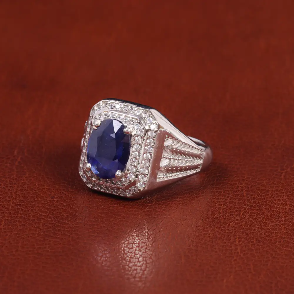 انگشتر یاقوت کبود مردانه کد 21888