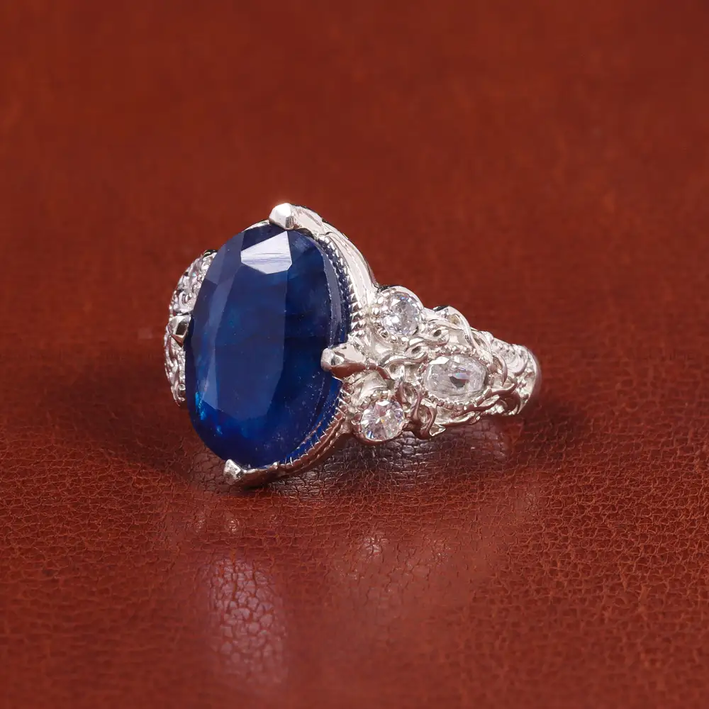 انگشتر یاقوت کبود مردانه کد 21890