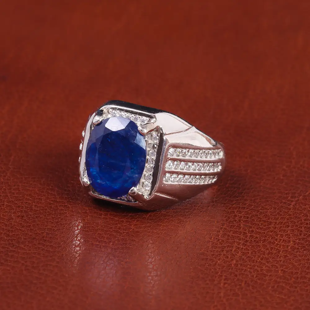 انگشتر یاقوت کبود مردانه کد 21901