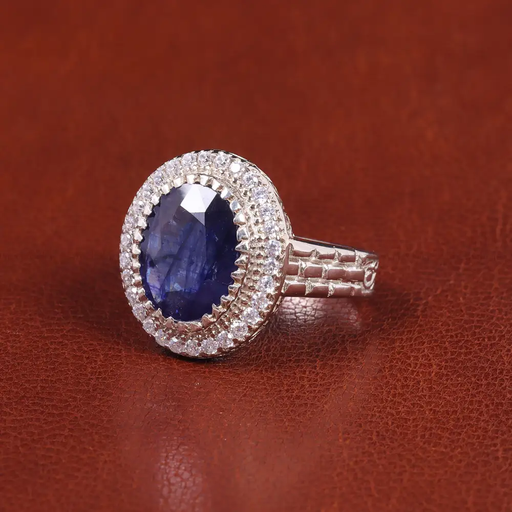 انگشتر یاقوت کبود مردانه کد 21904