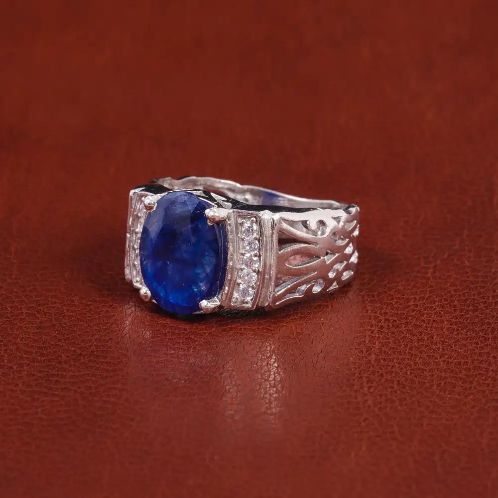 انگشتر یاقوت کبود مردانه کد 21905