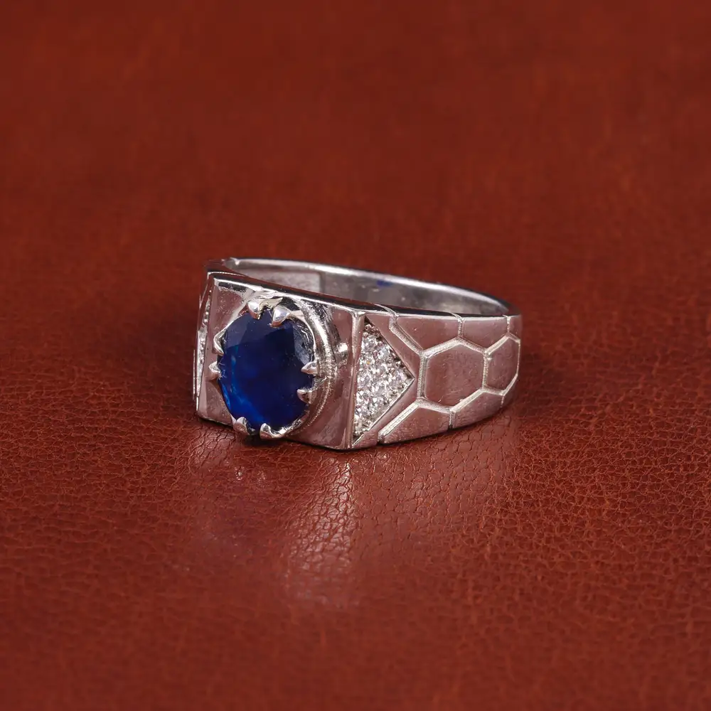 انگشتر یاقوت کبود مردانه کد 21908